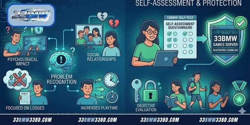 Digital interfaces showing helpful responsible gaming guidelines on smartphones