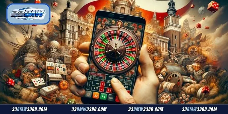 Dynamic smartphone application interface displaying the primary 33BMW Casino Platform gaming lobby dashboards