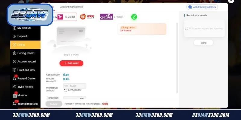 Dynamic transactional dashboard interface showing localized e-wallet collection settings for rapid balance verification