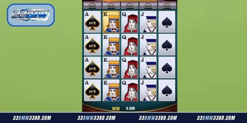 Highly synchronized slot reels showing golden card replacements and automated multiplier meters tracking scores