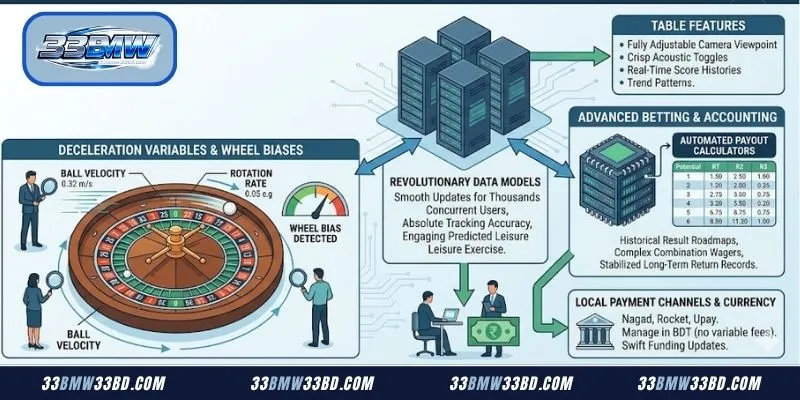 Immersive live studio interface broadcasting a premium mechanical European Roulette wheel tracking dynamic results